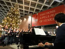 L'accensione dell'albero di Natale all'aeroporto di Venezia