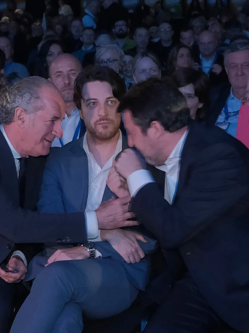 Luca Zaia, Alberto Stefani e Matteo Salvini