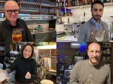 In senso orario, a partire da in alto a destra, i baristi Roberto Salvadori, Antonio Verlezza, Marlisa Bergamin e Fabio Tambarotto