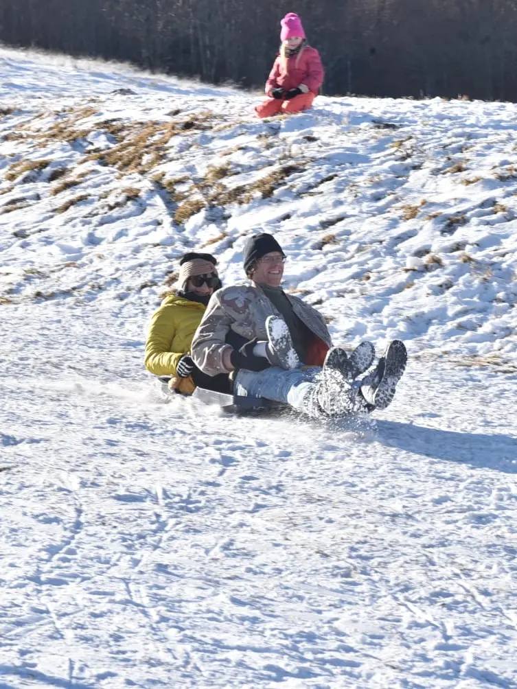 Con lo slittino sul Cansiglio