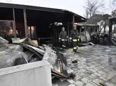 I vigili del fuoco stamattina al Cable Park di Resana (Foto Cavicchi/Macca)