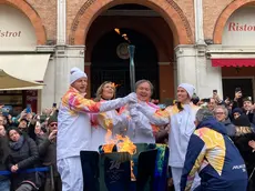 Il braciere acceso in piazza dei Signori a Treviso