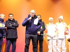 Il presidente del Consiglio regionale Luca Zaia sul palco a Cortina
