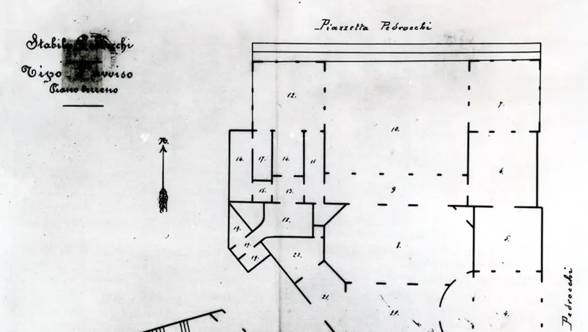 La pianta storica del Pedrocchi al pian terreno