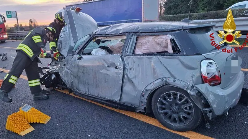 L'auto coinvolta nell'incidente in A4