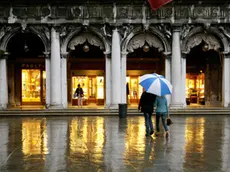 Pioggia in piazza San Marco a Venezia