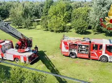 L'intervento dei pompieri a San Polo di Piave