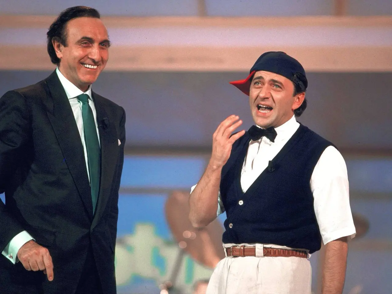 Pippo Baudo e Giorgio Faletti nell'edizione del 1987