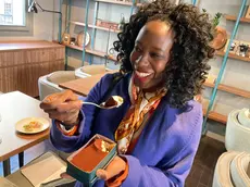 La modella Stephanie Rubinato all’inaugurazione de Tiramisù le Beccherie