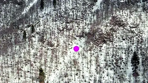 In rosso il punto del canalone dove è precipitato l’escursionista Paolo Pagan