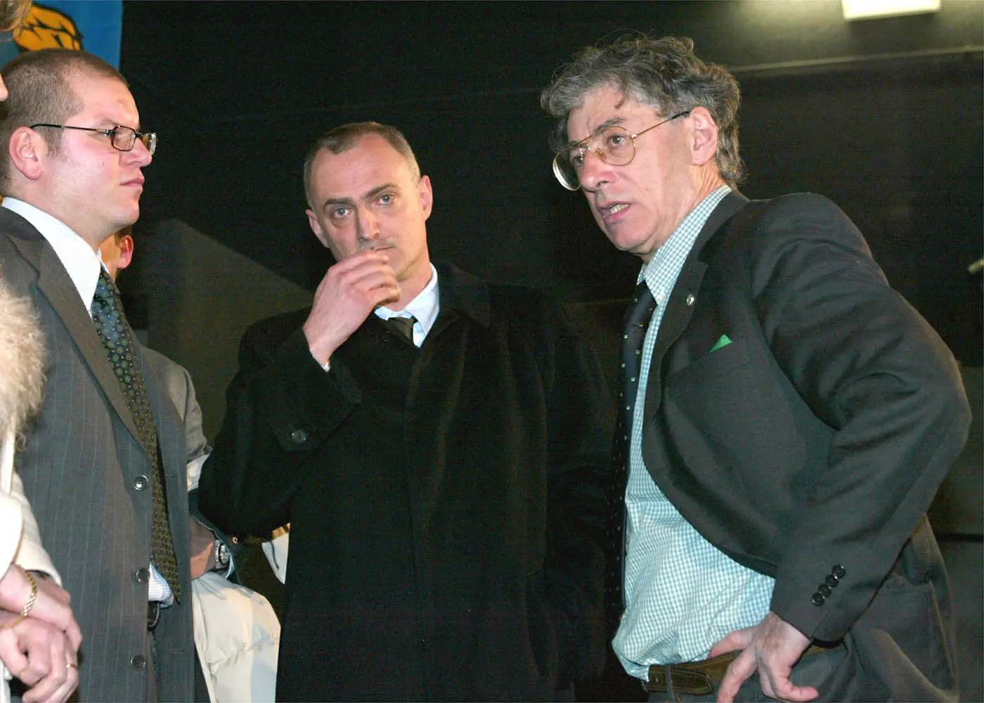 Udine 13 marzo 2003. Il sindaco Cecotti (al centro) con il leader della Lega, Bossi (a destra).