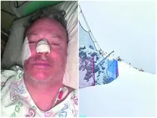 A sinistra l’avvocato Umberto Giovannoni in ospedale a Trento; a destra la pista nera “Diego” in Val di Fassa