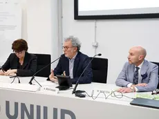 L’assessore regionale Alessia Rosolen, il rettore Angelo Montanari e il direttore di Confindustria Udine, Michele Nencioni