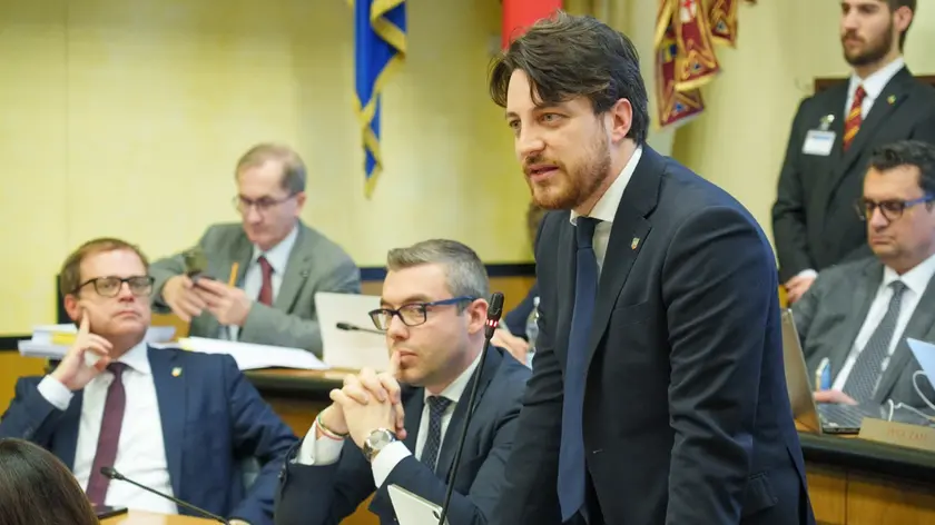 Il presidente della Regione Alberto Stefani in Consiglio regionale