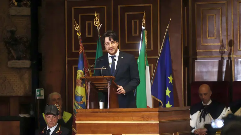 Il presidente della Regione Alberto Stefani all'inaugurazione dell'anno accademico al Bo