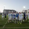 Un'esultanza dei giocatori del Treviso Calcio davanti ai loro tifosi (Foto Film)