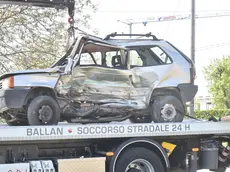 La Panda distrutta dopo l'impatto