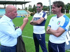 Maurizio Marchesini ai tempi del suo lavoro per i centri federali della Figc in foto con Maurizio Viscidi ed Enrico Chiesa