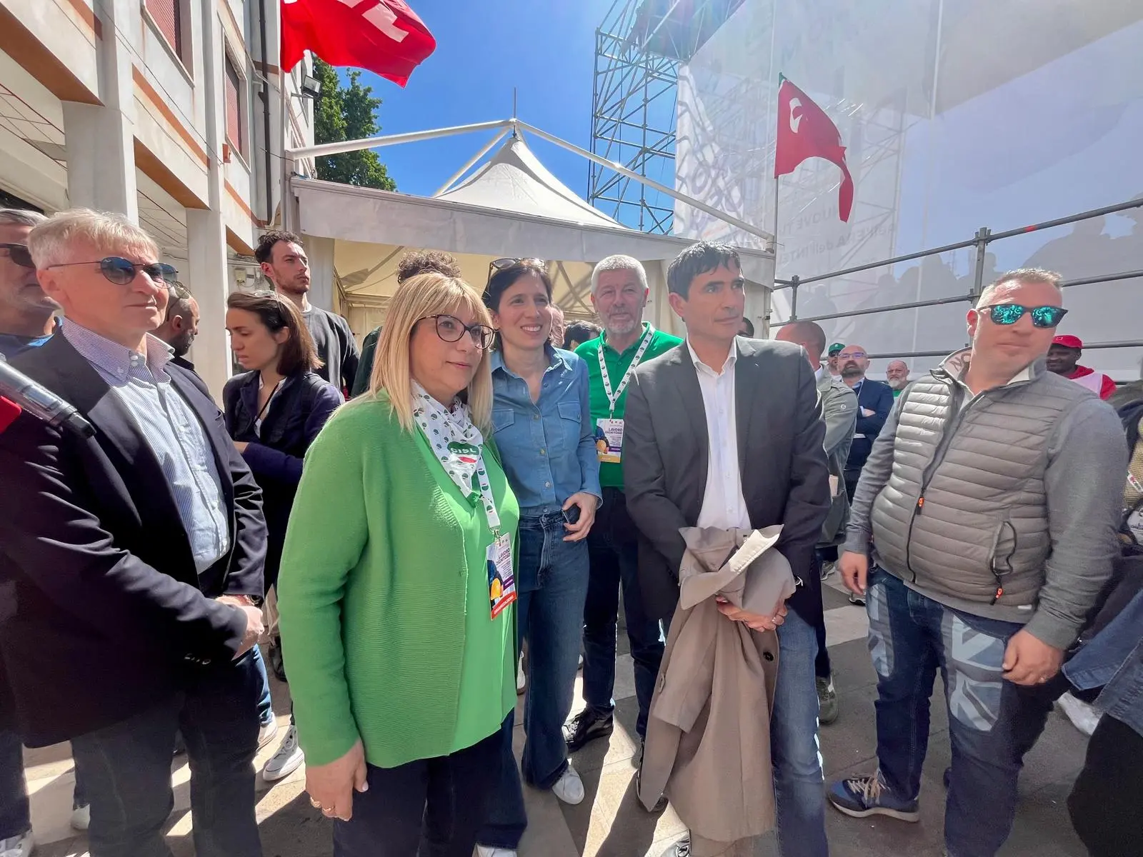 I leader Fratoianni e Schlein con Fumarola (Cisl)