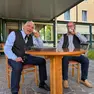 Maurizio Meneguz e Renzo Bianchin durante il cabaret in casa di riposo