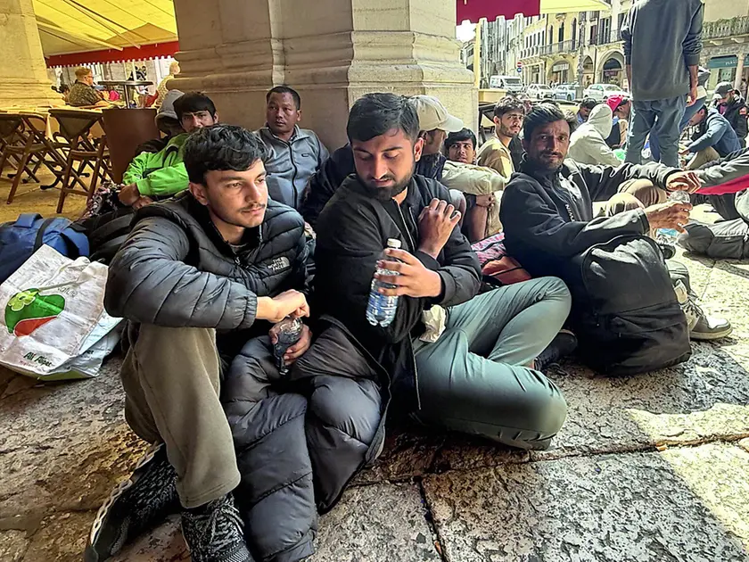 La protesta dei profughi a Treviso.