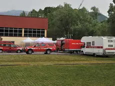 Il campo base a Tarcento per le ricerche della famiglia scomparsa
