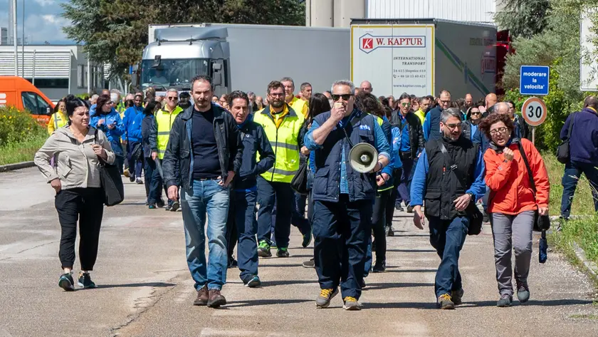 Lo sciopero dei lavoratori Electrolux di martedì (foto Petrussi / Marco Brisotto)