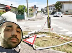 Nel tondo David Sbiha, la vittima. Nella foto grande il luogo dello schianto