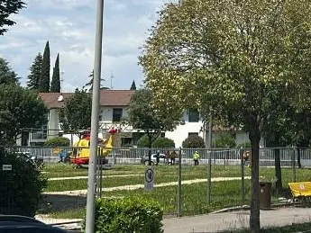 L'elisoccorso atterrato a Motta di Livenza
