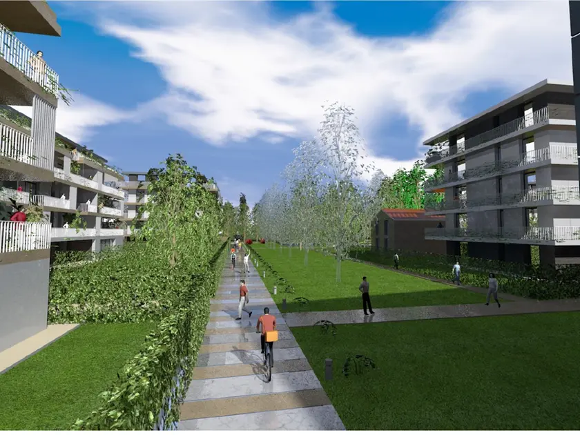 Il rendering del piano di recupero dell'area ex Fracarro di Castelfranco