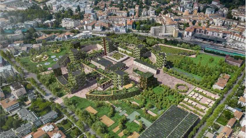 Il rendering del progetto Borgo Verde dell’archistar Stefano Boeri