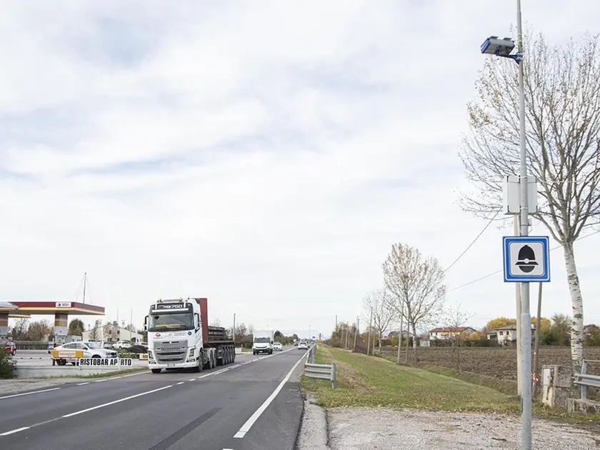 L'autovelox sulla Treviso mare a Meolo