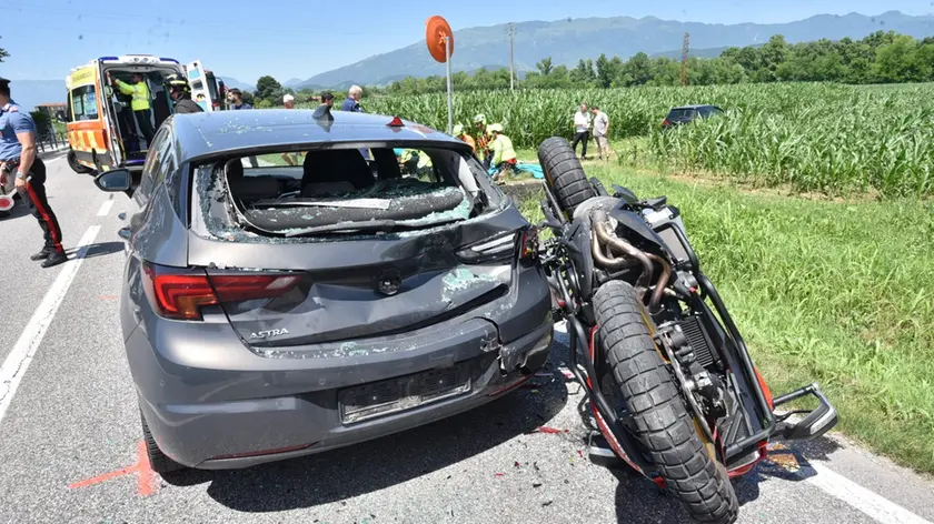 L'incidente avvenuto questa mattina a Sernaglia (foto Cavicchi/Macca)