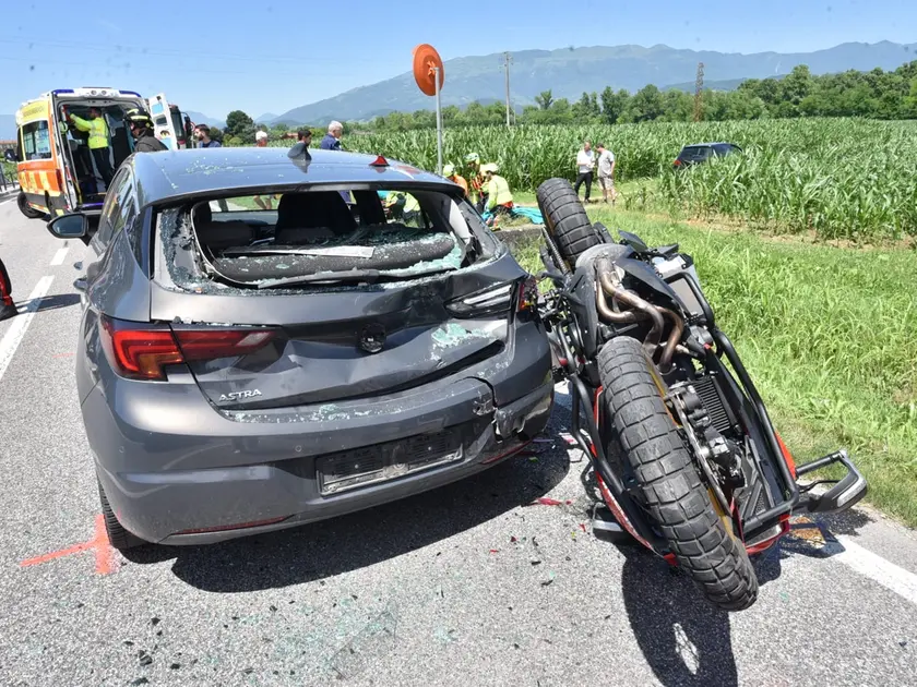 L'incidente avvenuto questa mattina a Sernaglia (foto Cavicchi/Macca)
