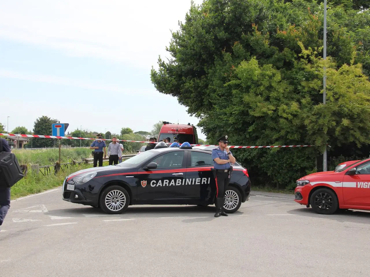 Il punto dove si stanno concentrando le ricerche del cadavere della vittima del delitto di San Stino (foto Bortoluzzi)