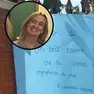 Il cartello e i fiori lasciati dagli studenti davanti alla casa di Chiara Guerra (nel tondo) uccisa dal nipote (foto Bortoluzzi)