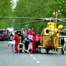 Un intervento del Suem 118 con l'elisoccorso