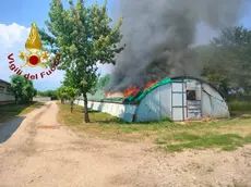 Il capannone incendiato (foto vigili del fuoco)