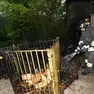 I vigili del fuoco impegnati per la caduta di un fulmine (foto Cavicchi/Macca)