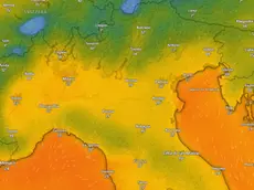 Le temperature previste per mercoledì 22 luglio (Windy)