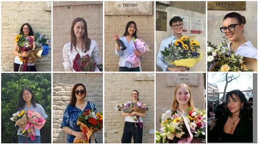 I centini del liceo Artistico: Lucia Alescio, Rosa Cormano, Anna Galante, Diego Dal Negro e Vittoria Bettiol; sotto Alessandra Hu, Carola Lazazzara, Sofia Granzotto, Irene Penzo e Aurora Nocerino