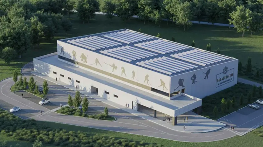 Il rendering del palaghiaccio di San Vendemiano