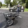 La moto del 25enne e l'auto coinvolte nell'incidente sulla Feltrina (foto Macca)
