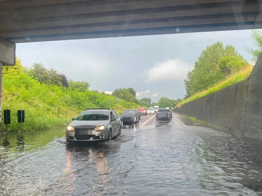 Il sottopasso allagato sulla Treviso Mare