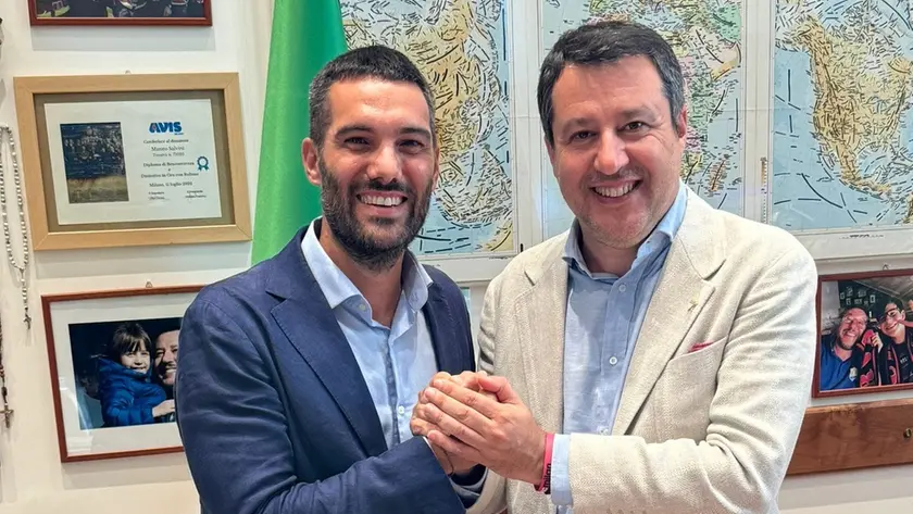 Il segretario federale della Lega Matteo Salvini insieme al commissario veneto Andrea Tomaello