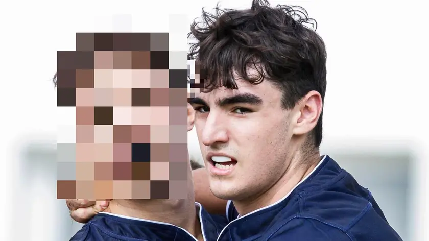 Un’immagine di Mattia Pegorin in azione sul campo di rugby (Foto di Alfio Guarise)