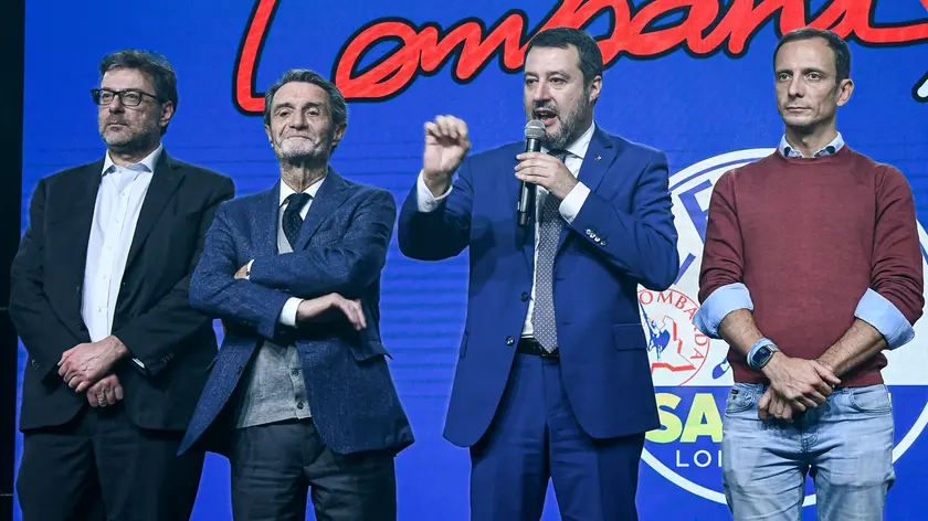 Giancarlo Giorgetti, Attilio Fontana, Matteo Salvini e Massimiliano Fedriga
