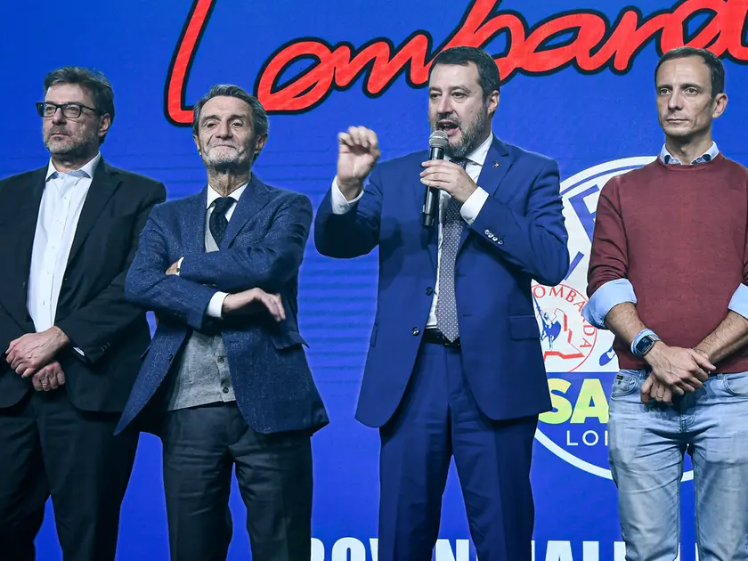Giancarlo Giorgetti, Attilio Fontana, Matteo Salvini e Massimiliano Fedriga