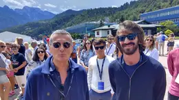 Francesco Milleri, a sinistra, con Leonardo Del Vecchio ad Agordo