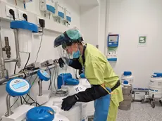 Personale sanitario al lavoro in laboratorio